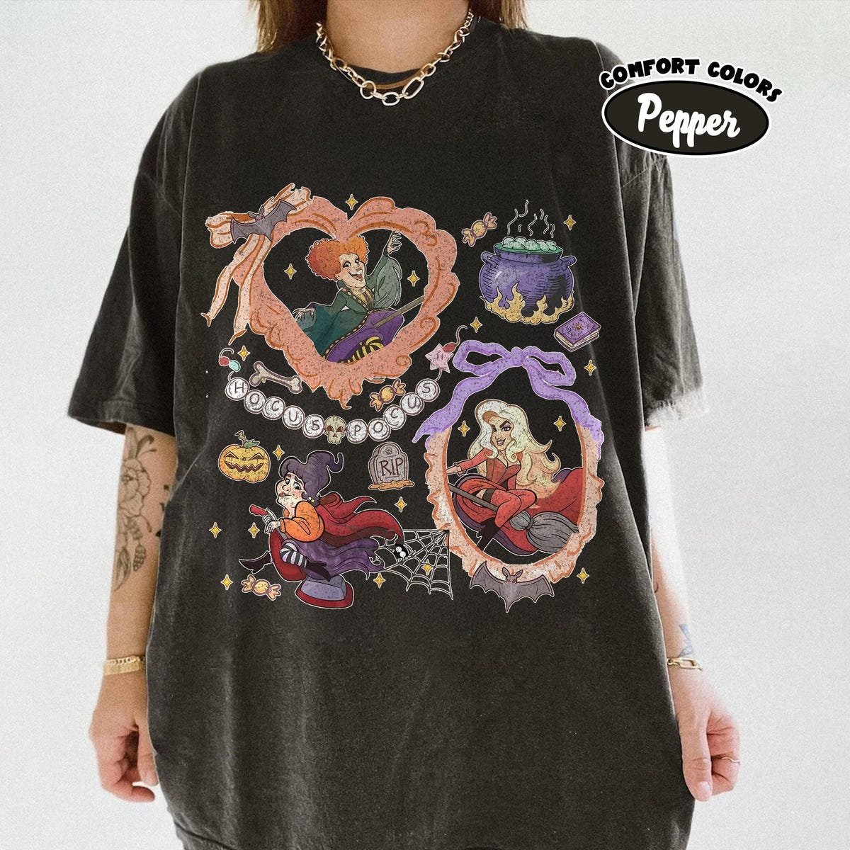 Retro Coquette Hocus Pocus Shirt Sanderson Sisters Disney Halloween Tee