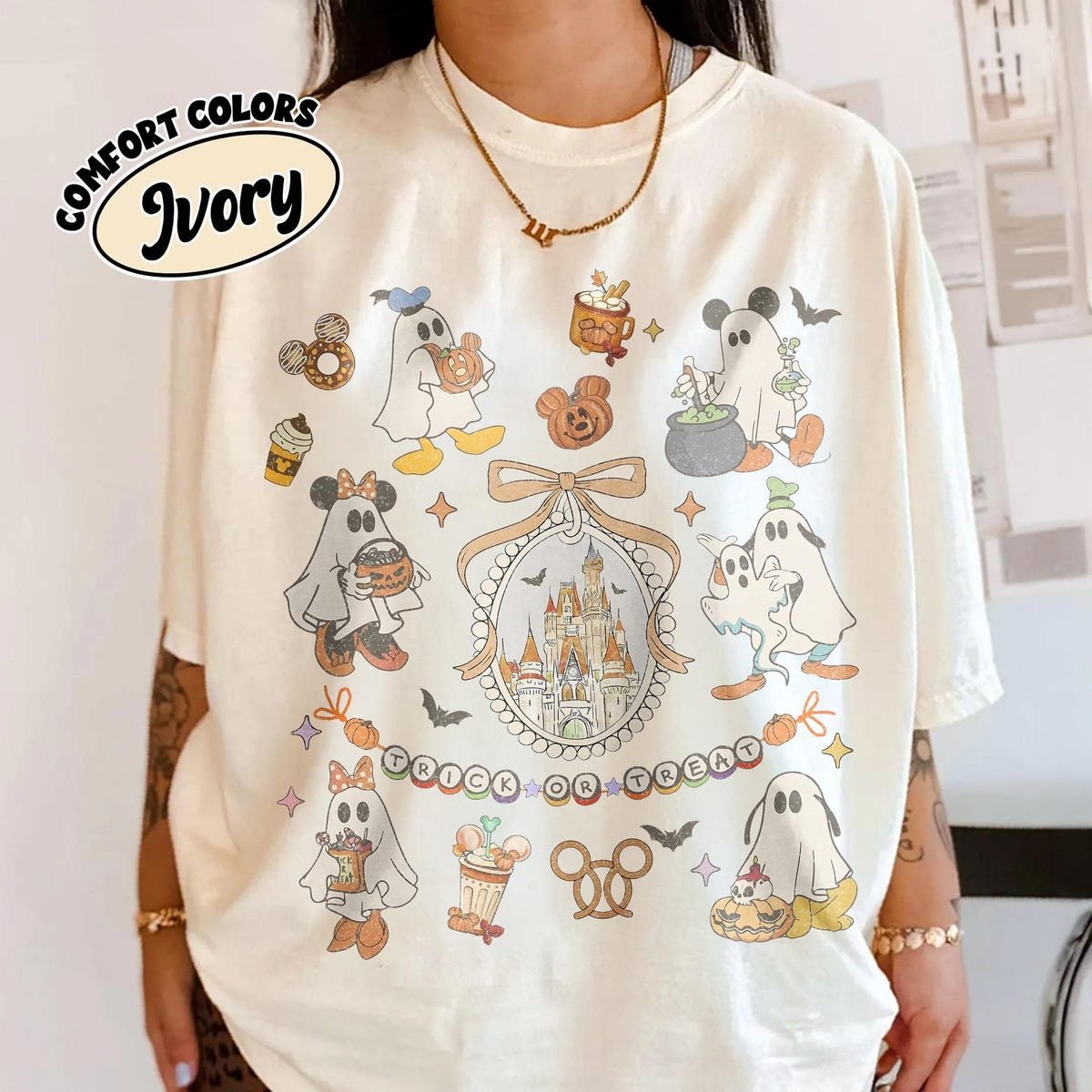 Retro Disney Ghost Tee Halloween Mickey Shirt Fall Trip