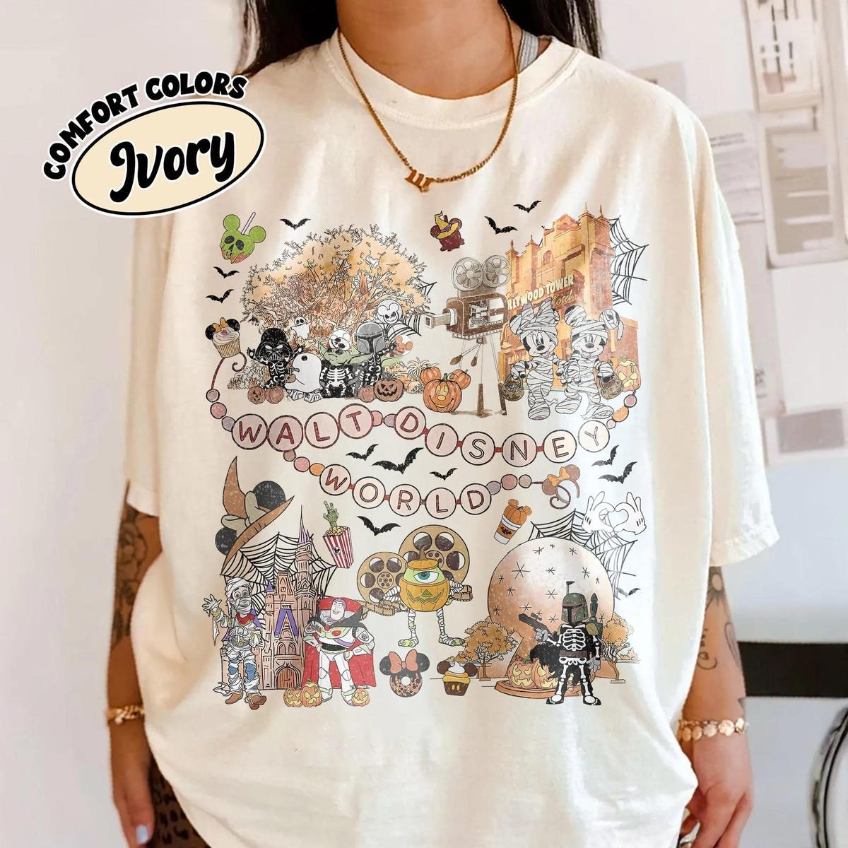 Retro Disney Halloween Shirt Mickey Friends Tower Terror 2025 Family Trip