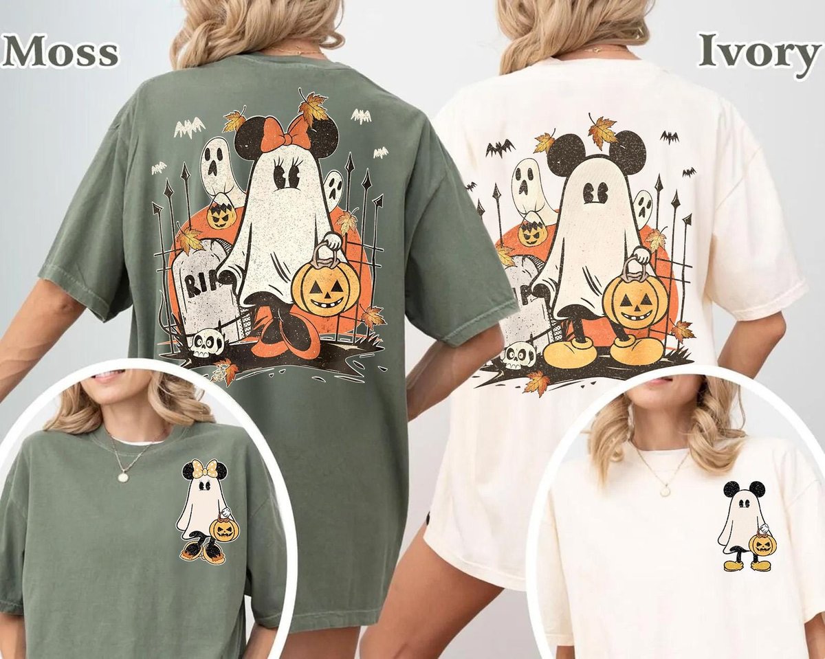 Retro Disney Halloween Shirts Mickey Minnie Ghost Costume Tee