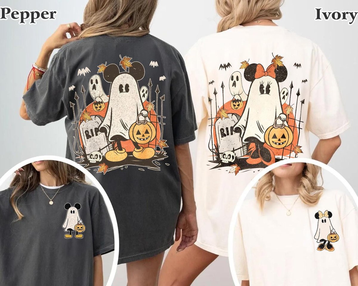Retro Disney Halloween Shirts Mickey Minnie Ghost Costume Tee