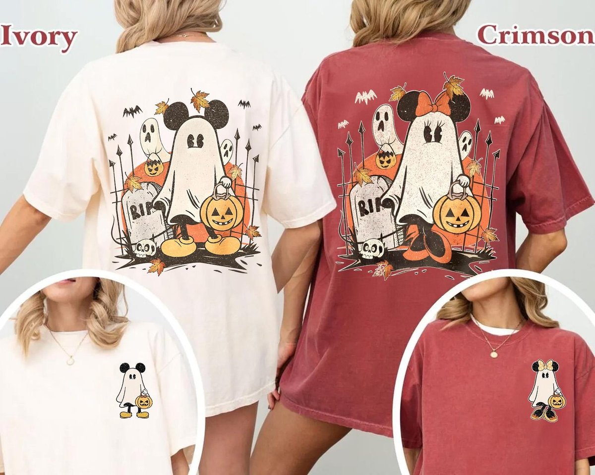 Retro Disney Halloween Shirts Mickey Minnie Ghost Costume Tee