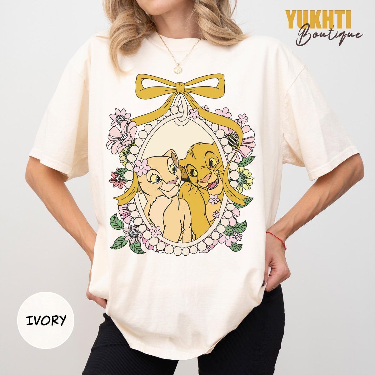 Retro Disney Lion King Shirt Simba Nala Vintage Graphic Tee Floral Design