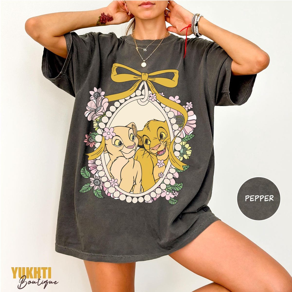 Retro Disney Lion King Shirt Simba Nala Vintage Graphic Tee Floral Design