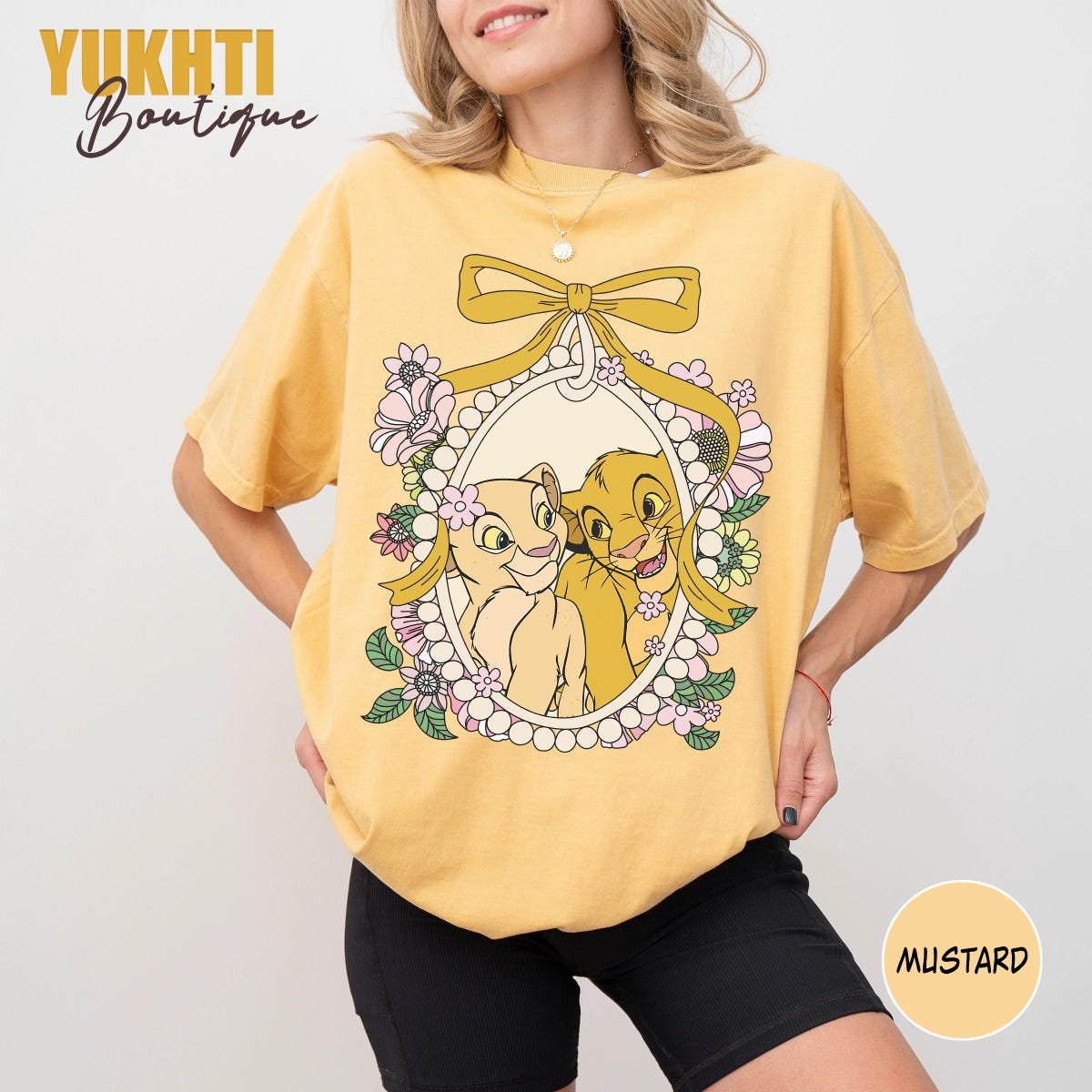 Retro Disney Lion King Shirt Simba Nala Vintage Graphic Tee Floral Design