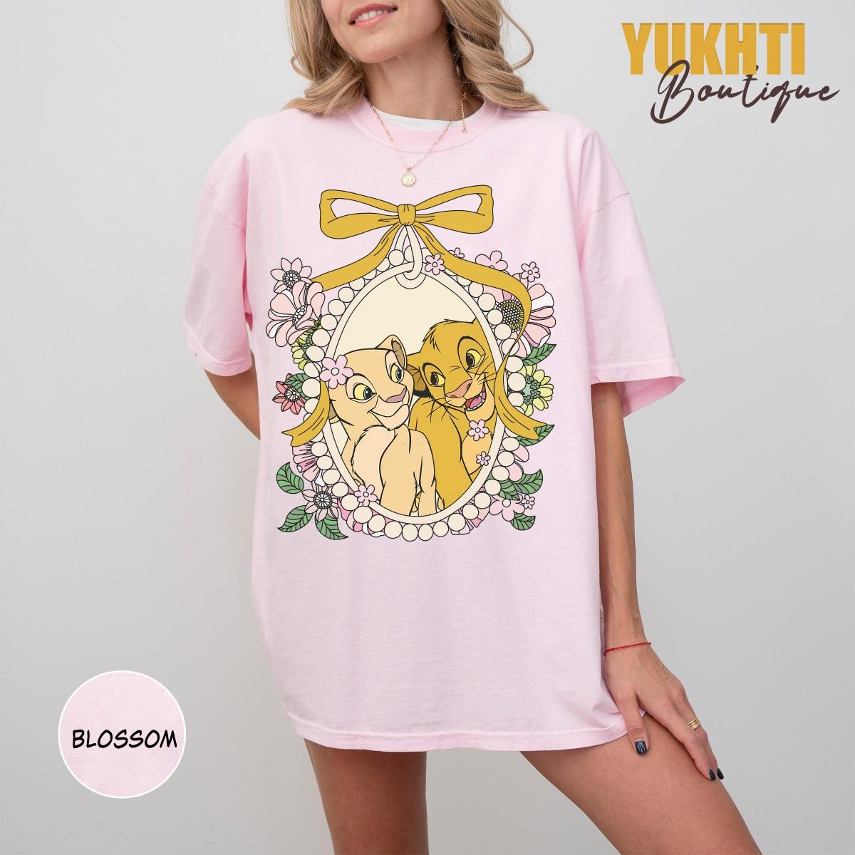 Retro Disney Lion King Shirt Simba Nala Vintage Graphic Tee Floral Design