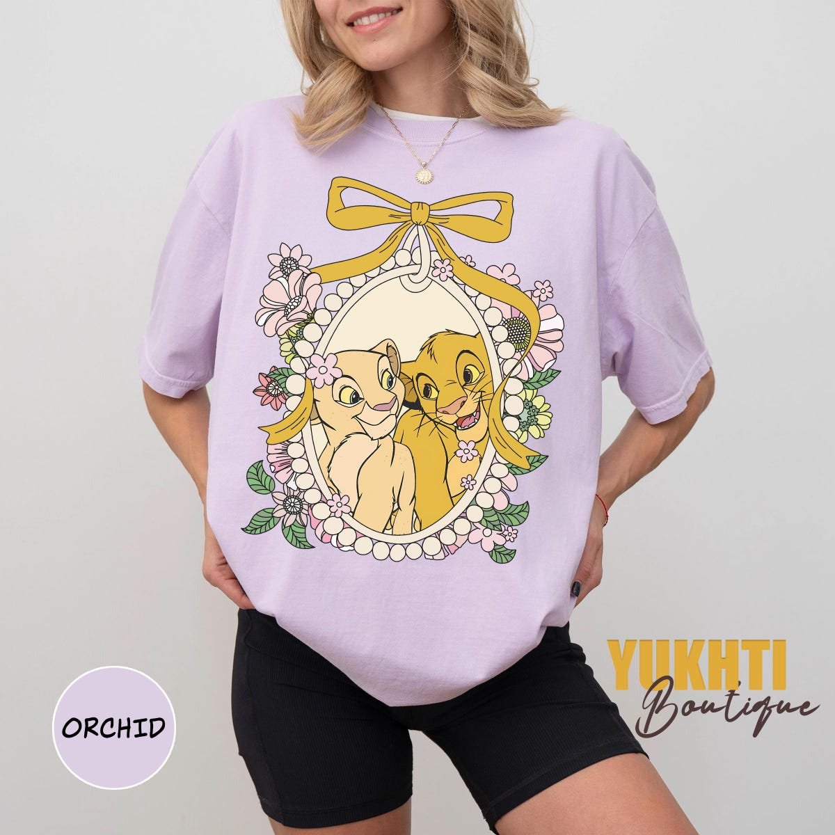 Retro Disney Lion King Shirt Simba Nala Vintage Graphic Tee Floral Design