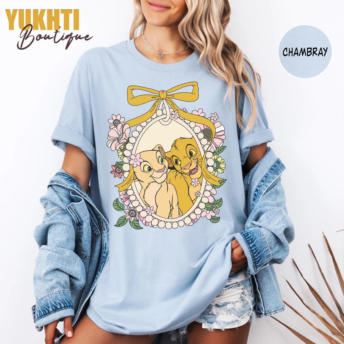 Retro Disney Lion King Shirt Simba Nala Vintage Graphic Tee Floral Design