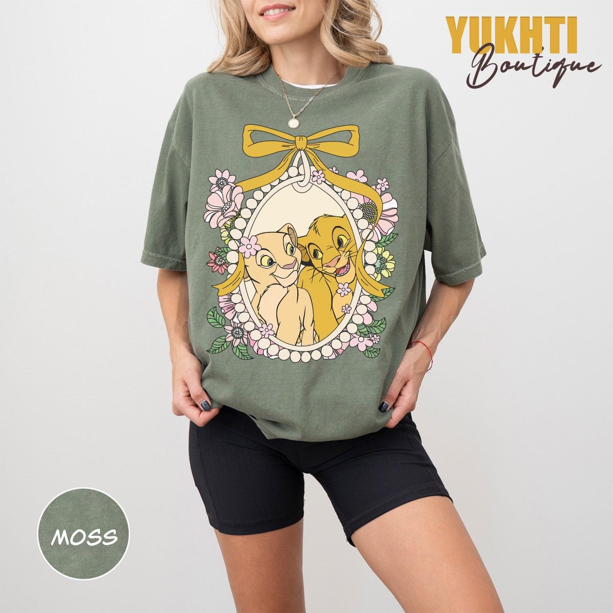 Retro Disney Lion King Shirt Simba Nala Vintage Graphic Tee Floral Design