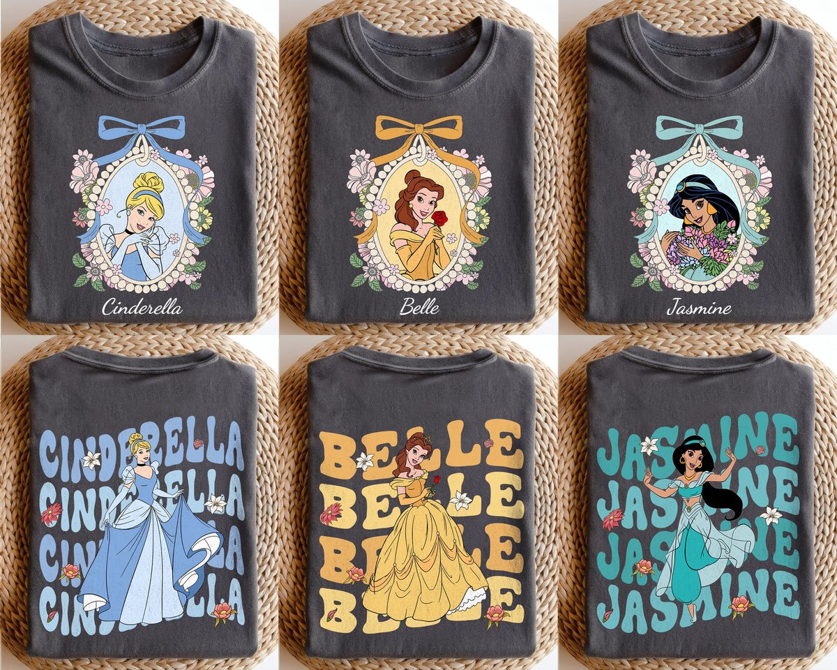 Retro Disney Princess Shirts Cinderella Ariel Rapunzel Tee