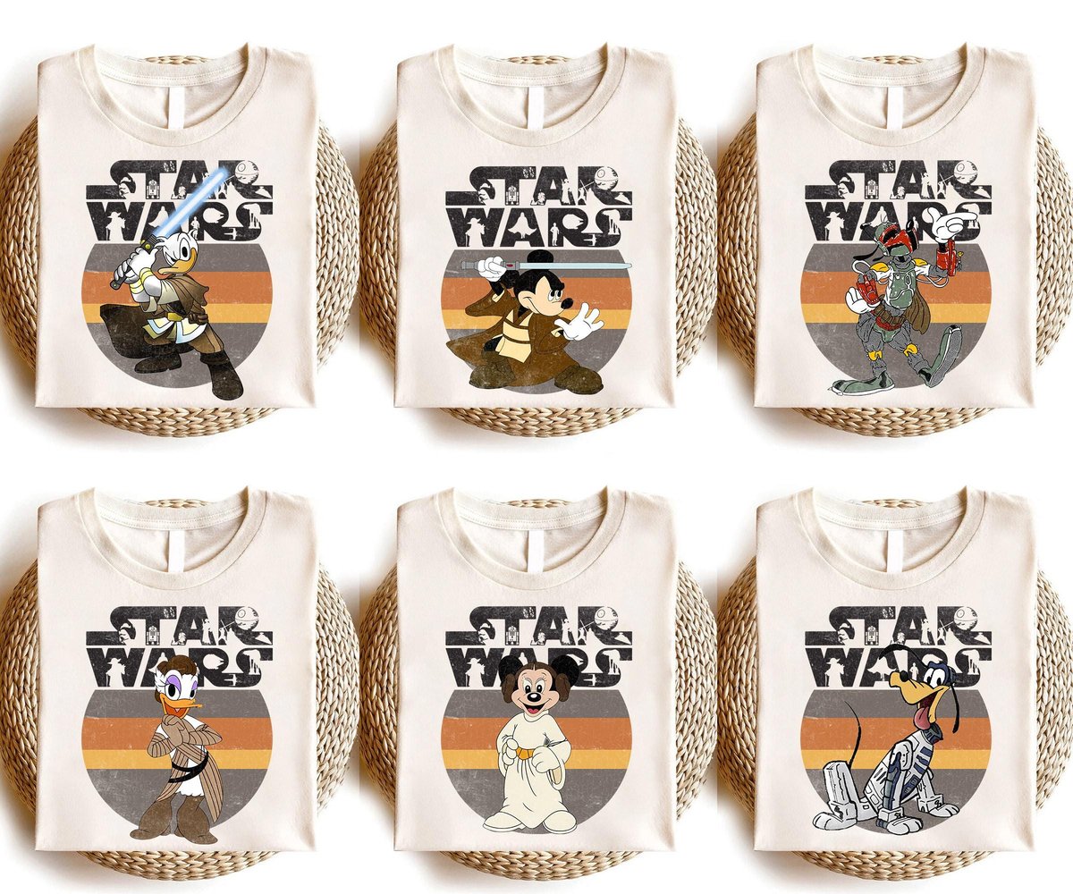 Retro Disney Star Wars Shirts Mickey Friends Galaxy Edge Vintage