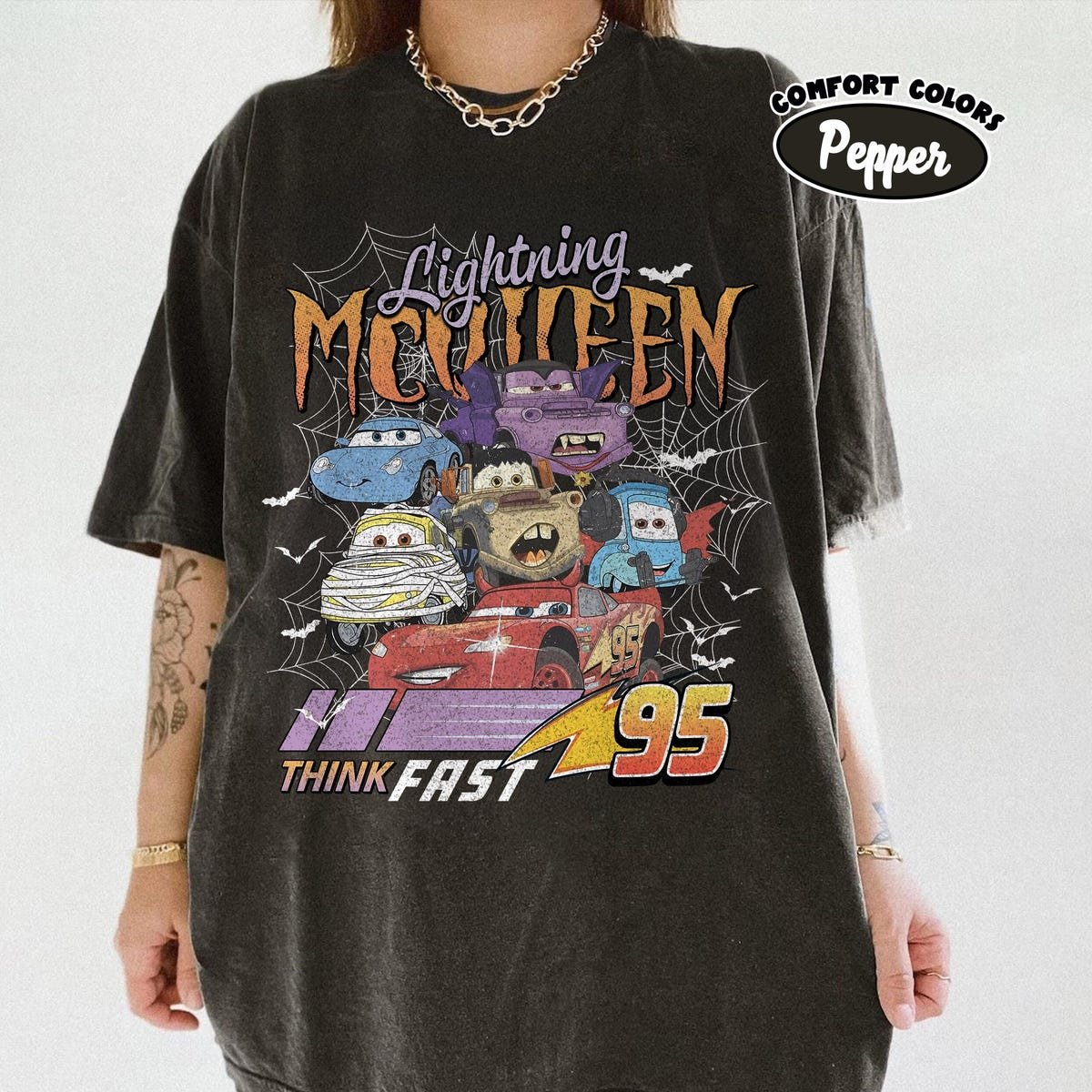 Retro Halloween Car Tee Disney Lightning McQueen Shirt