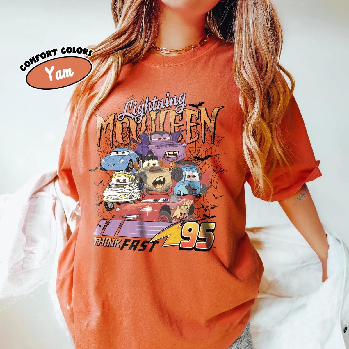 Retro Halloween Car Tee Disney Lightning McQueen Shirt