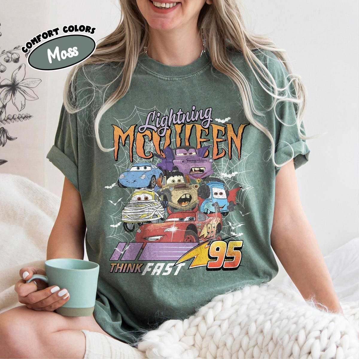 Retro Halloween Car Tee Disney Lightning McQueen Shirt