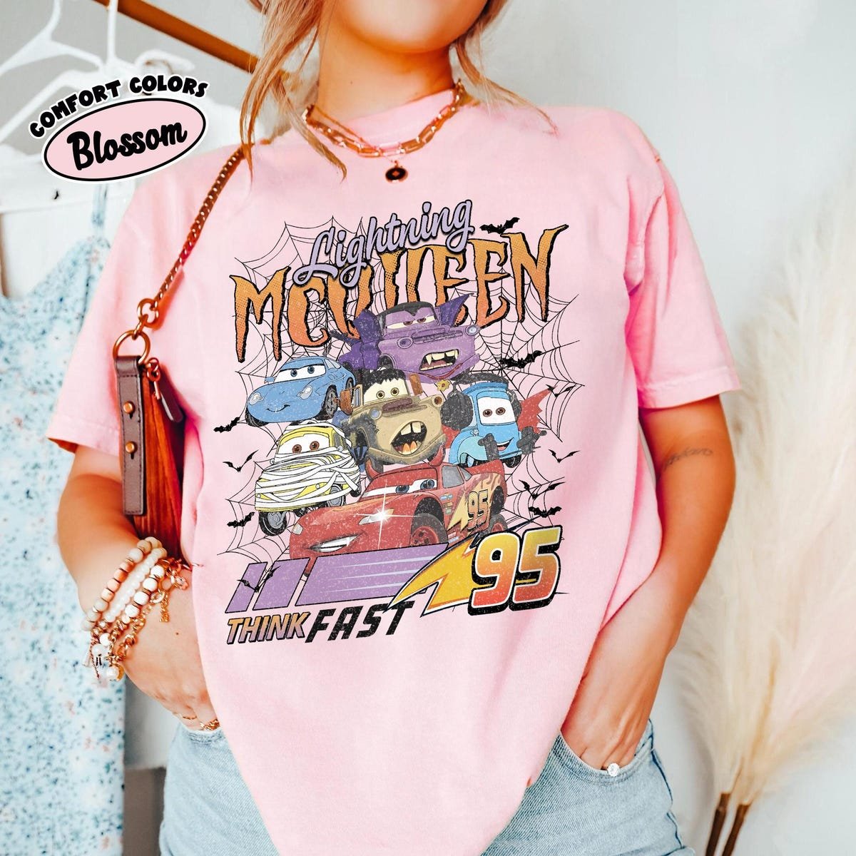 Retro Halloween Car Tee Disney Lightning McQueen Shirt