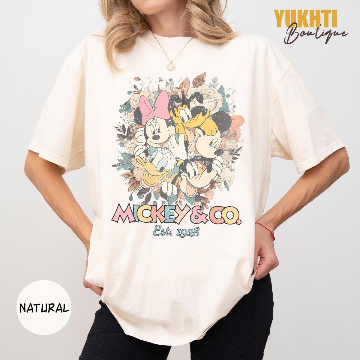 Retro Mickey Floral Shirt Disney Magic Kingdom Tee