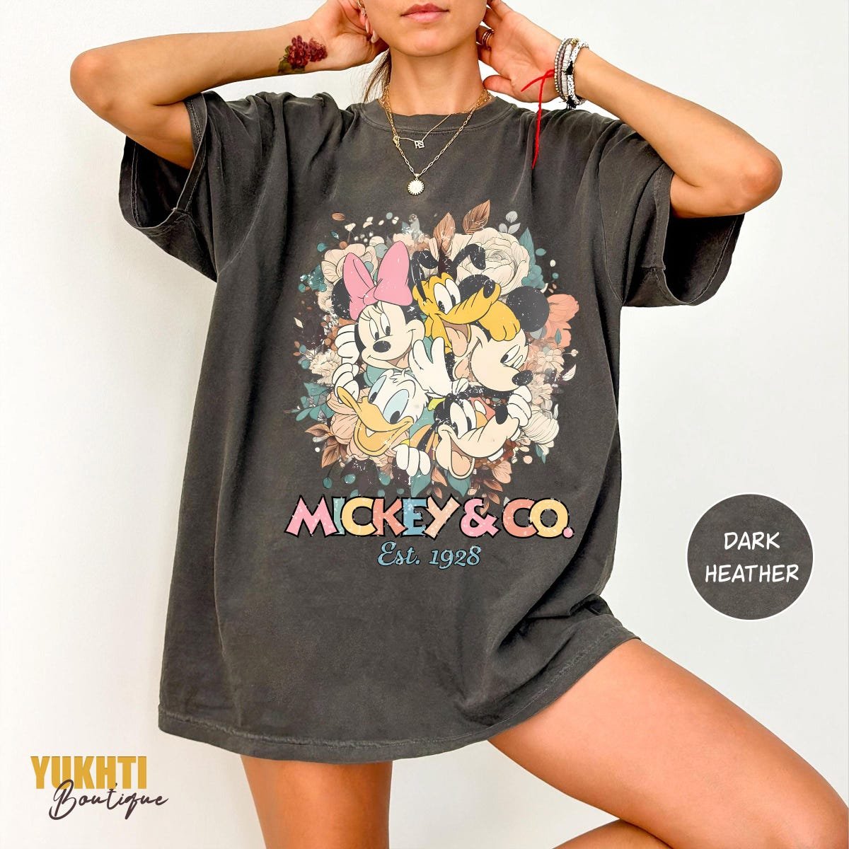 Retro Mickey Floral Shirt Disney Magic Kingdom Tee