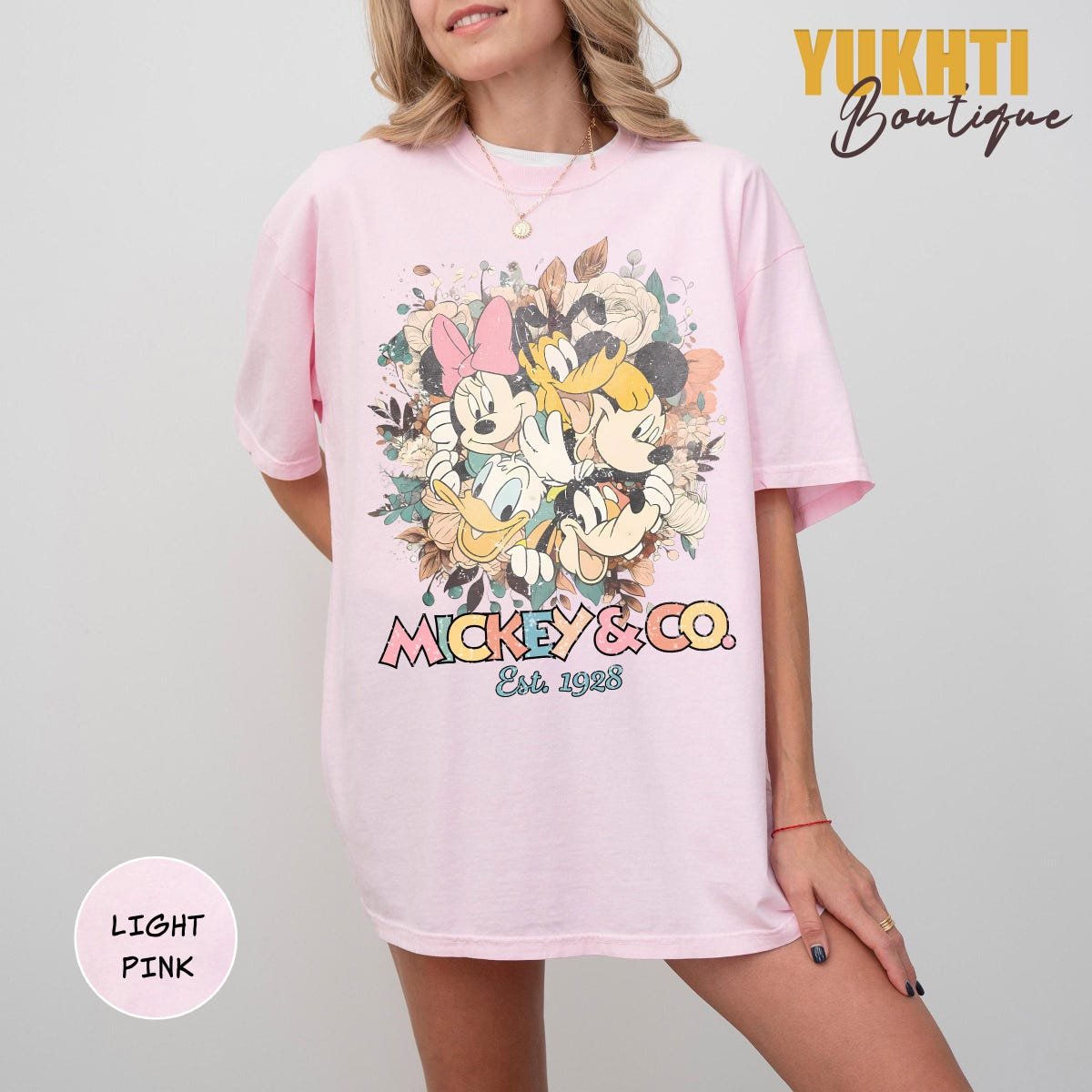 Retro Mickey Floral Shirt Disney Magic Kingdom Tee
