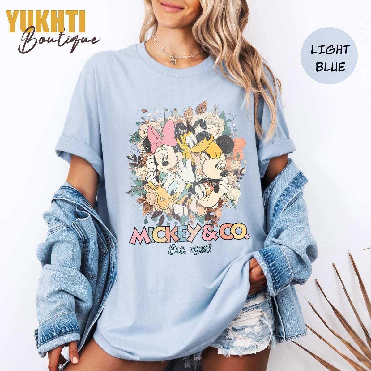Retro Mickey Floral Shirt Disney Magic Kingdom Tee