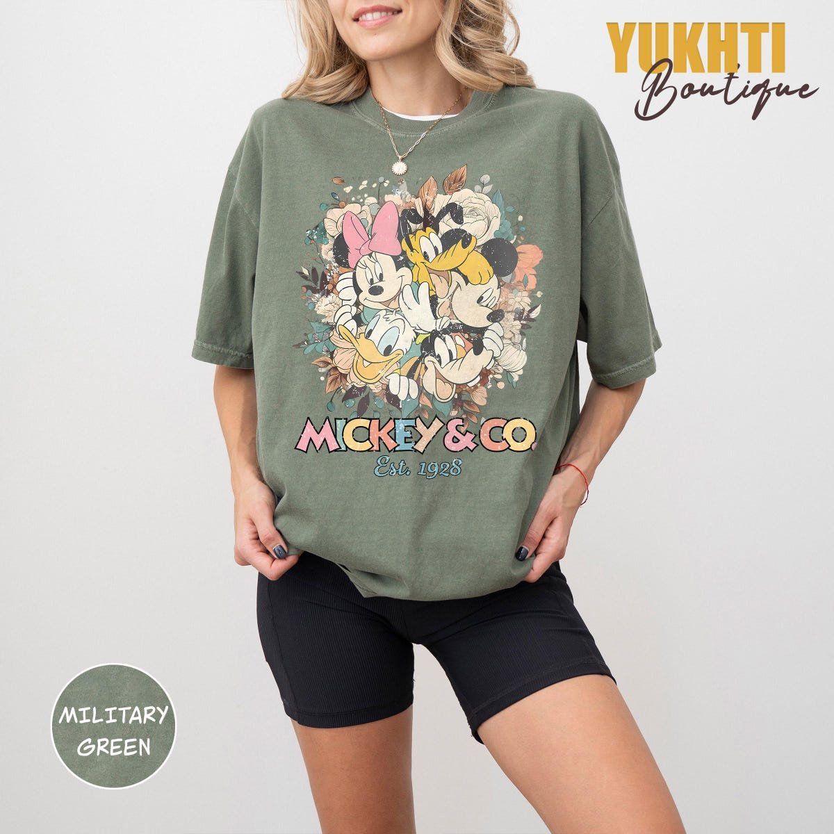 Retro Mickey Floral Shirt Disney Magic Kingdom Tee