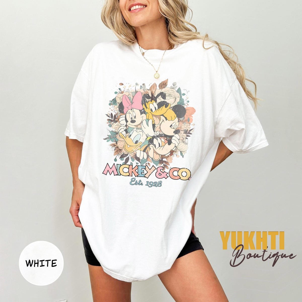 Retro Mickey Floral Shirt Disney Magic Kingdom Tee