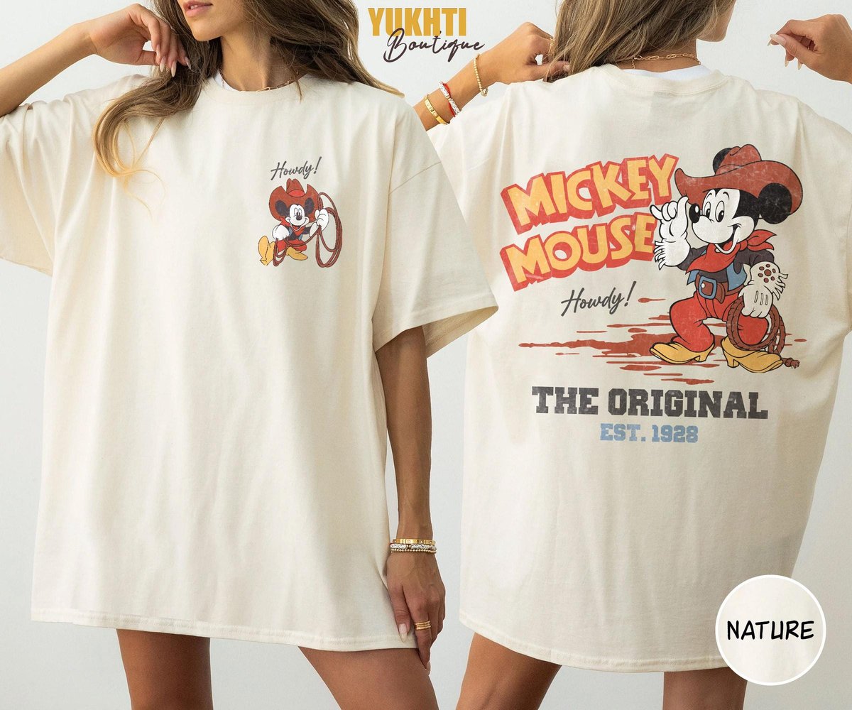 Retro Mickey Mouse Cowboy Shirt Disney Western Tee Family Matching