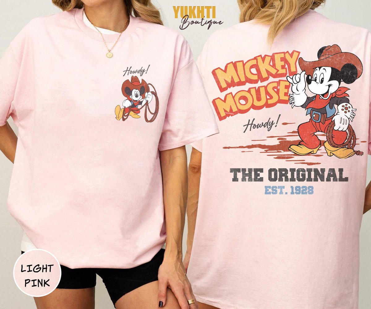 Retro Mickey Mouse Cowboy Shirt Disney Western Tee Family Matching