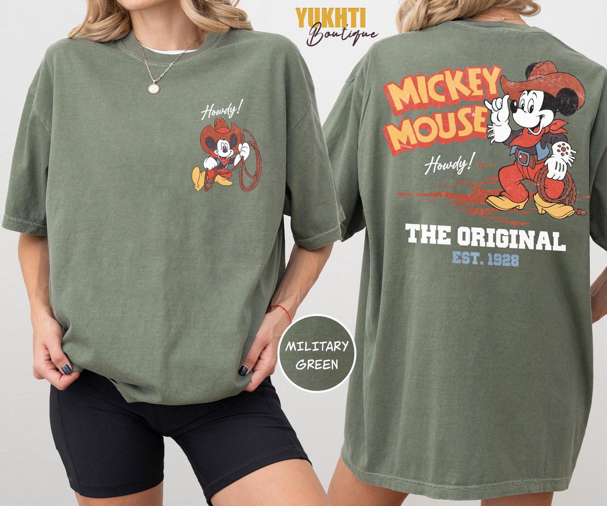 Retro Mickey Mouse Cowboy Shirt Disney Western Tee Family Matching