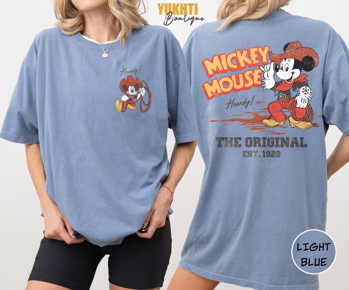 Retro Mickey Mouse Cowboy Shirt Disney Western Tee Family Matching