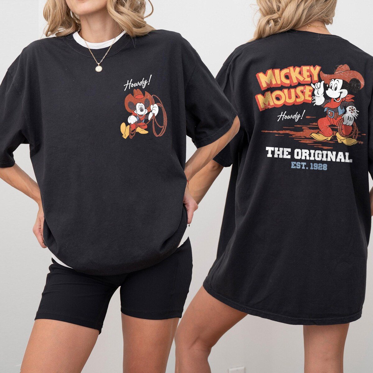Retro Mickey Mouse Cowboy Shirt Disney Western Tee Family Matching