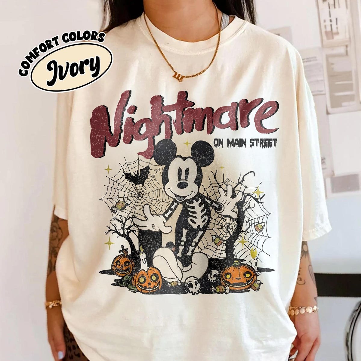 Retro Nightmare Skeleton Shirt Halloween Disney Tee