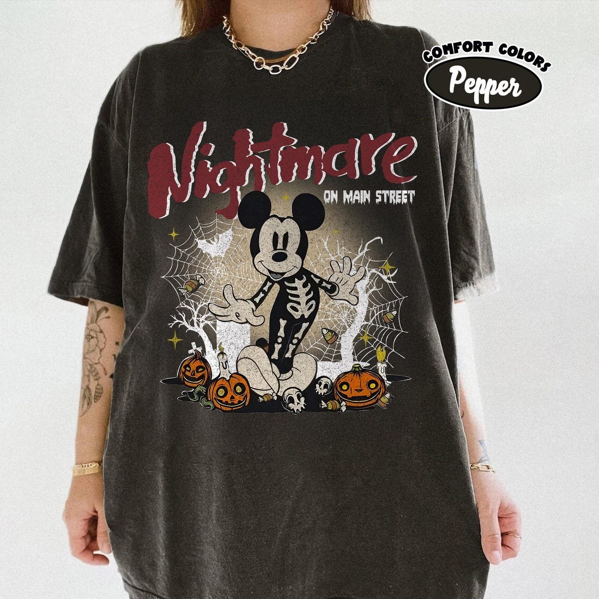 Retro Nightmare Skeleton Shirt Halloween Disney Tee