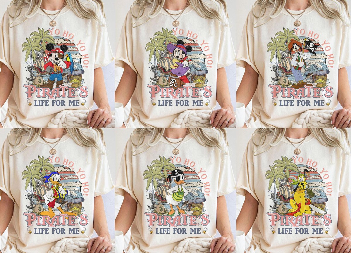 Retro Pirate Disney Tee Custom Character Shirt Mickey Friends Vacation
