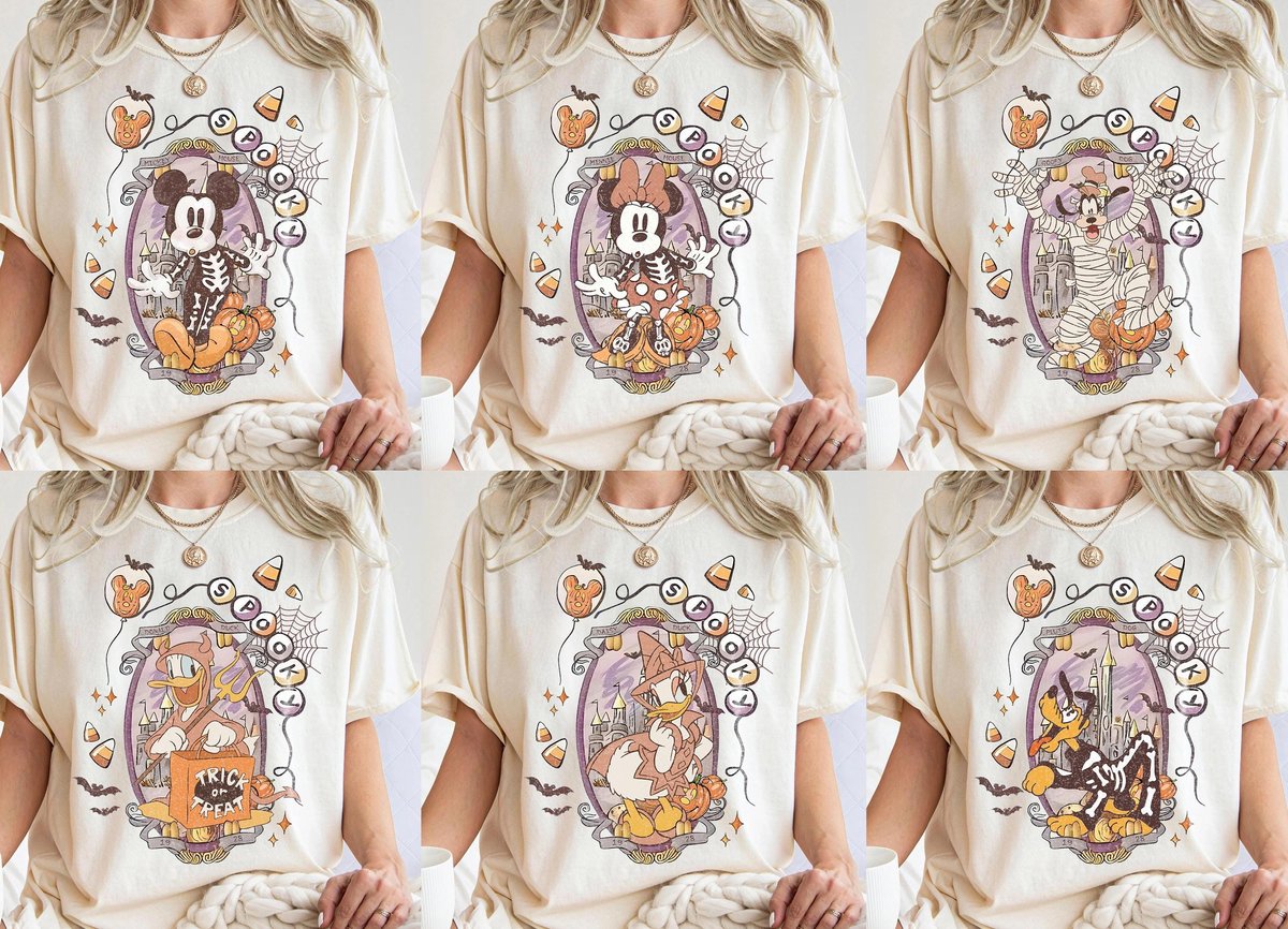 Retro Spooky Disney Skeleton Halloween Shirt Family Trip 2025 Tee