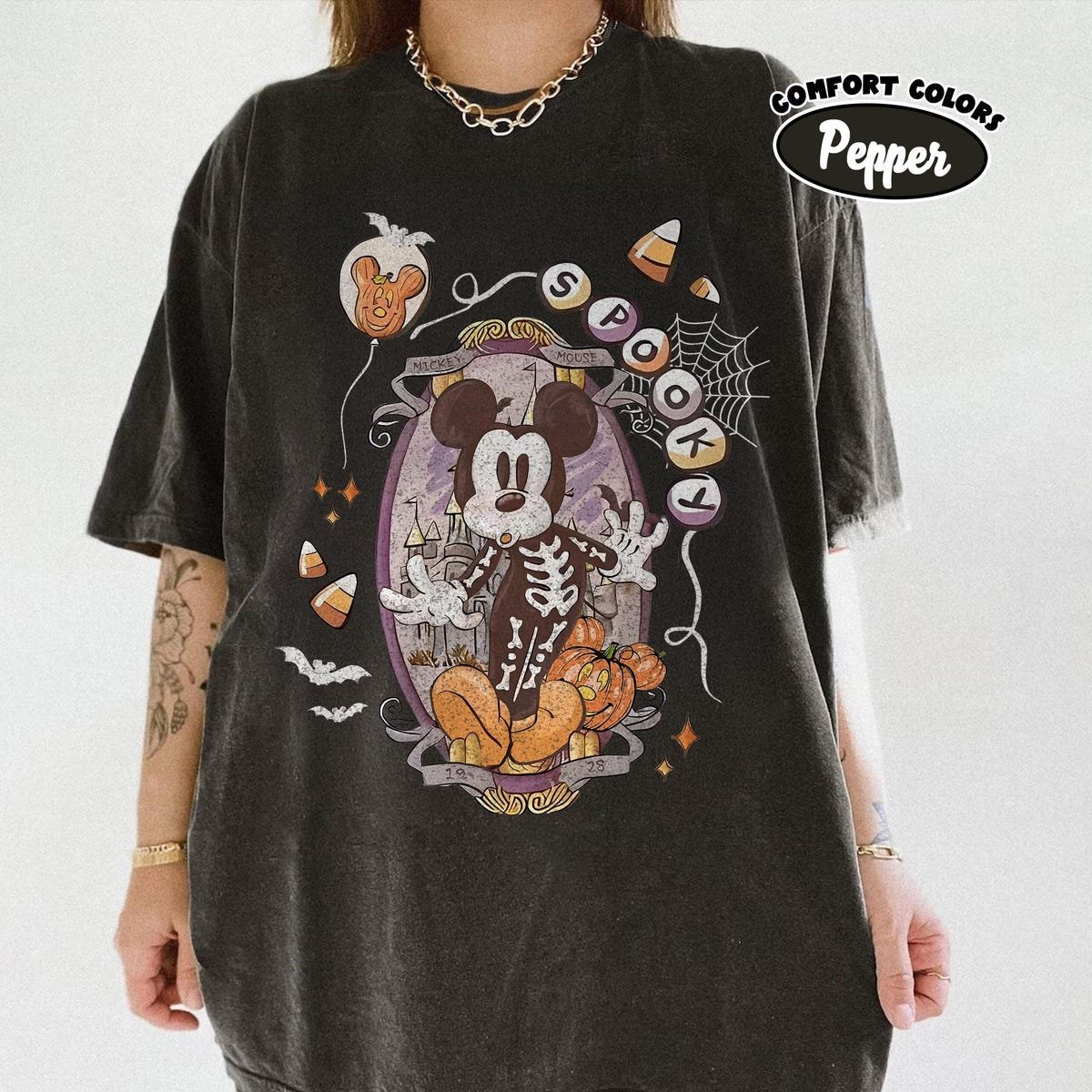 Retro Spooky Disney Skeleton Halloween Shirt Family Trip 2025 Tee