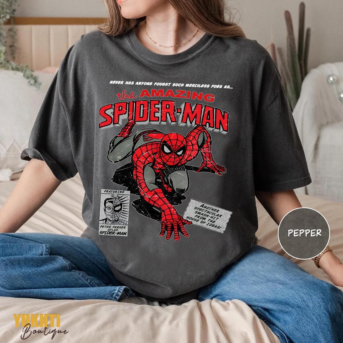 Spider-Man Vintage Comic Shirt Retro Marvel Tee Peter Parker Gift