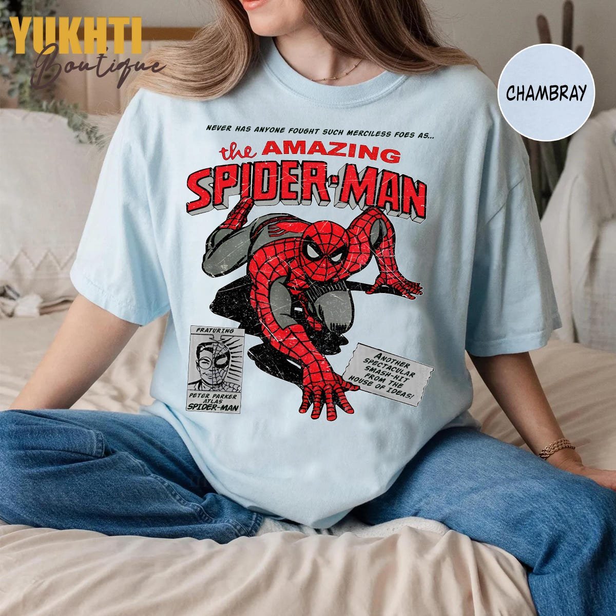 Spider-Man Vintage Comic Shirt Retro Marvel Tee Peter Parker Gift