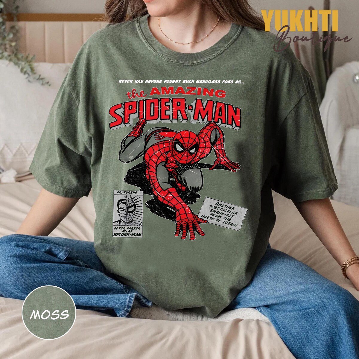Spider-Man Vintage Comic Shirt Retro Marvel Tee Peter Parker Gift