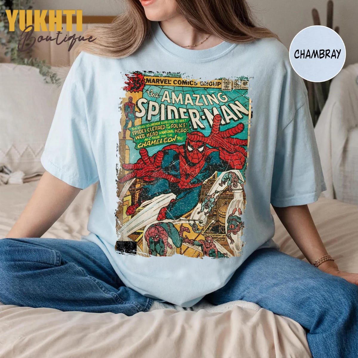 Spider-Man Vintage Shirt Marvel Avengers Superhero Gift Tee
