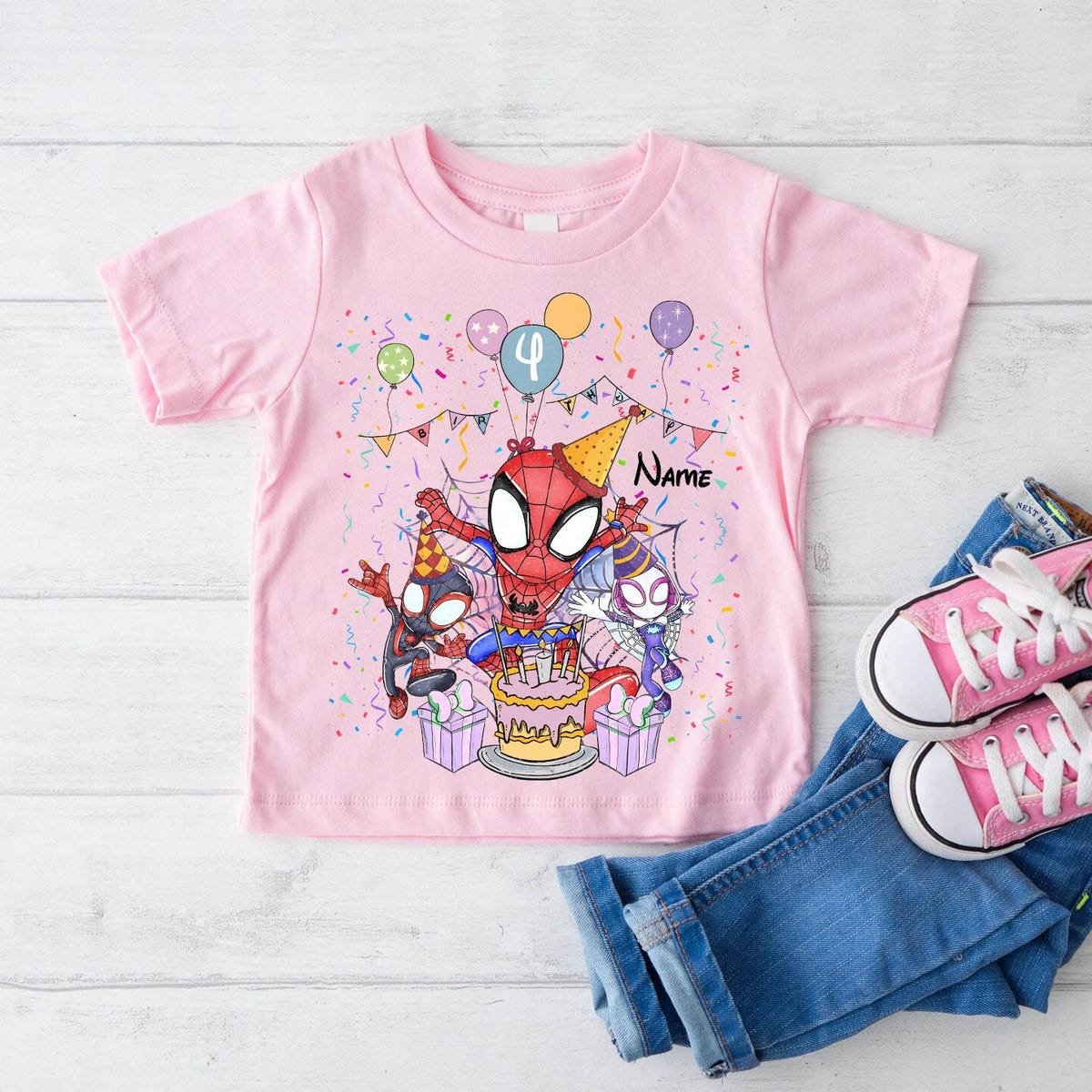 Spidey Birthday Shirt Custom Marvel Gift Personalized for Kids