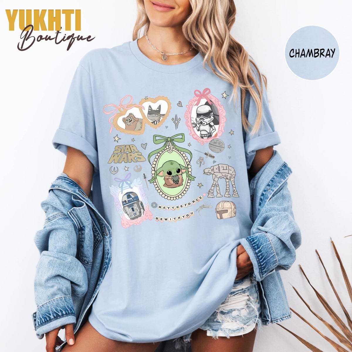 Star Wars Kawaii Grogu Tee Retro Coquette Pastel Shirt