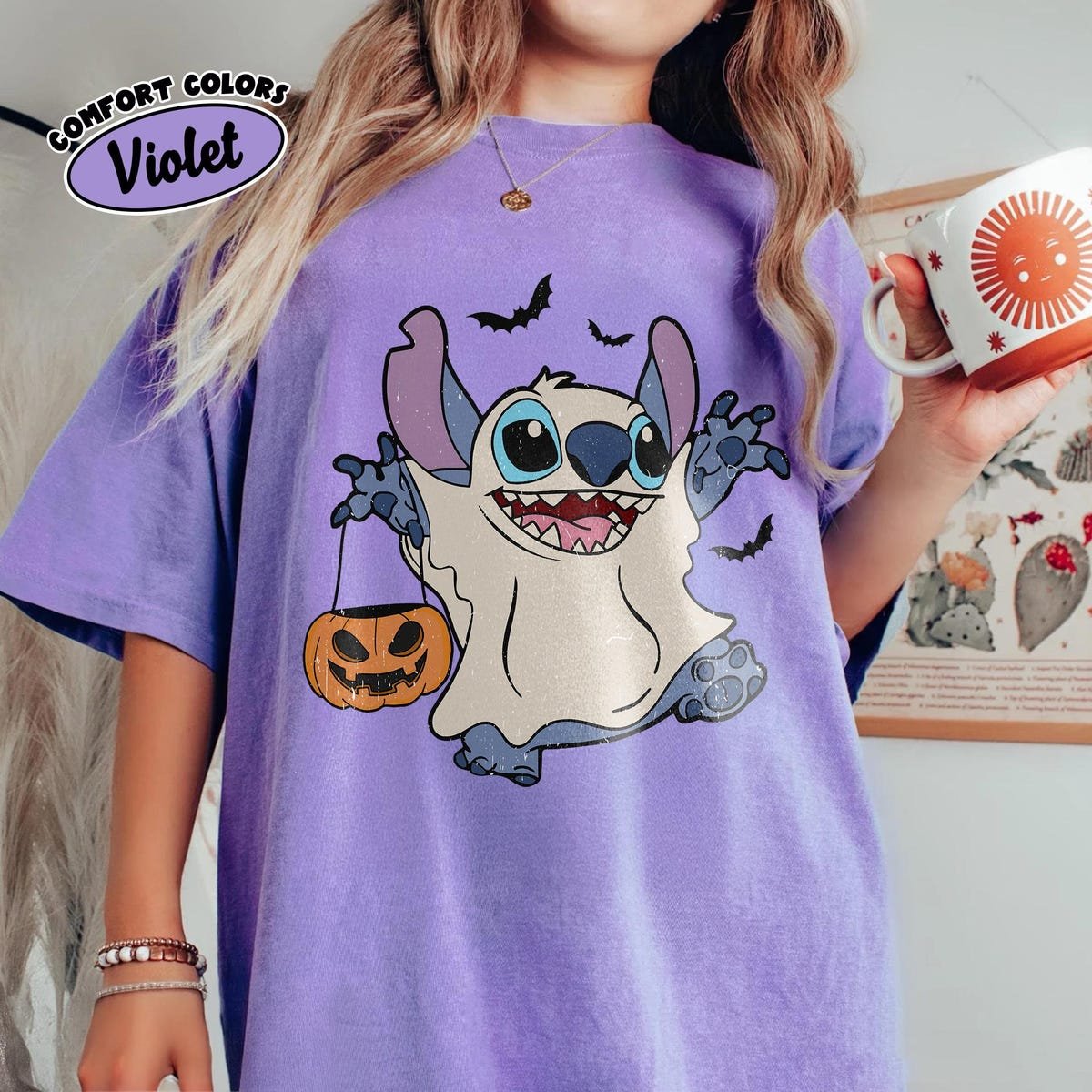 Stitch Halloween Shirt Retro Disney Comfort Colors Ghost Pumpkins Tee