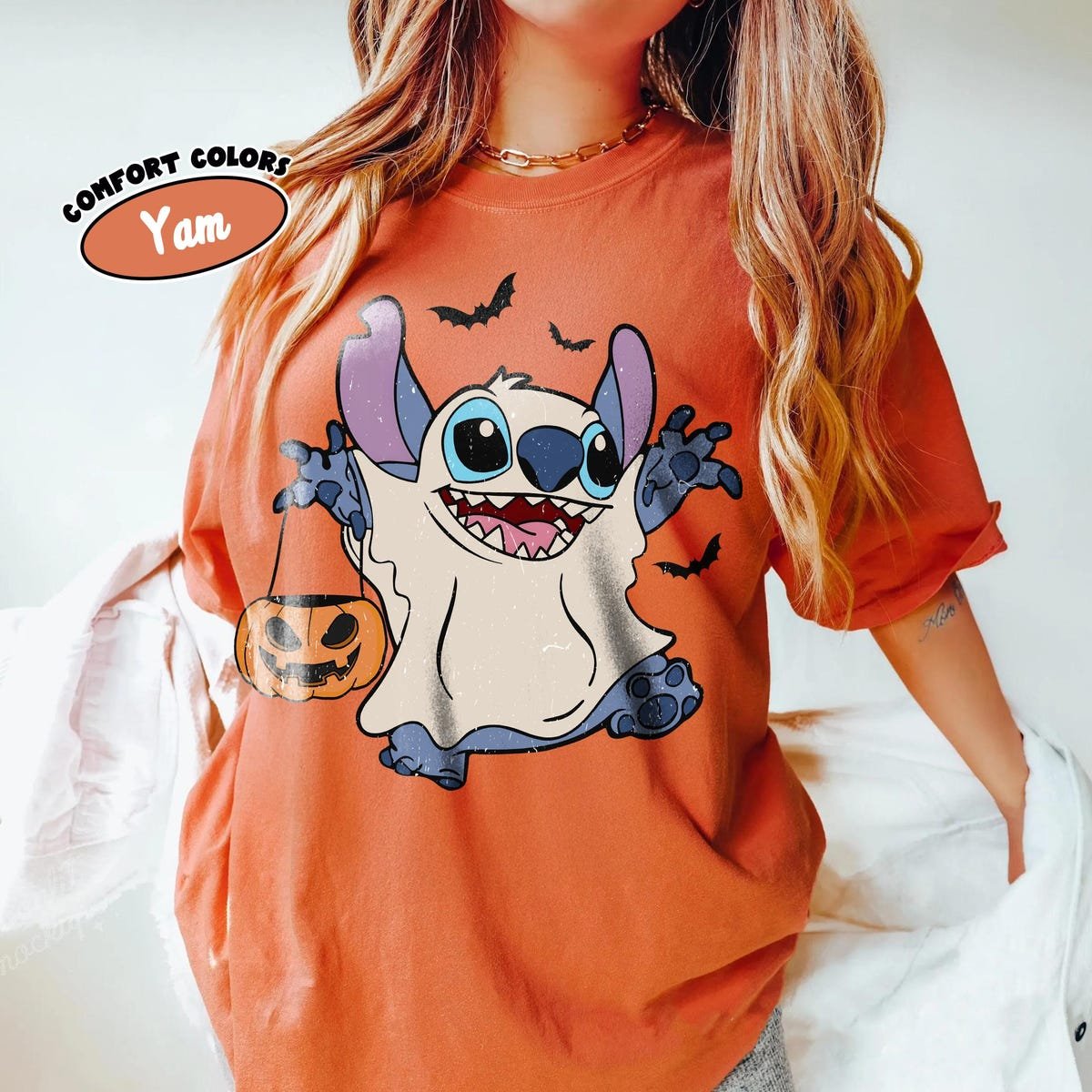 Stitch Halloween Shirt Retro Disney Comfort Colors Ghost Pumpkins Tee