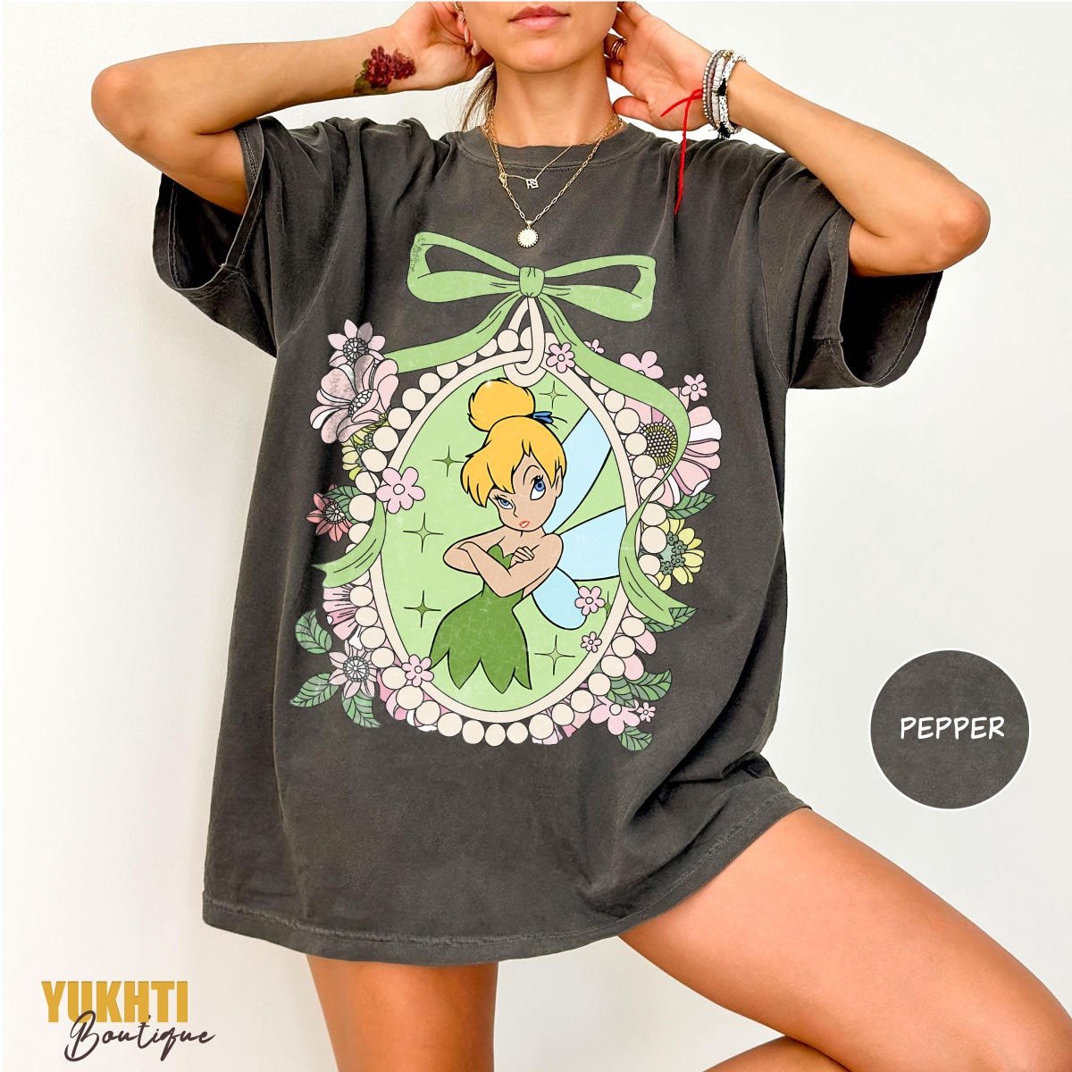 Tinker Bell Floral Shirt Disney Vacation Tee
