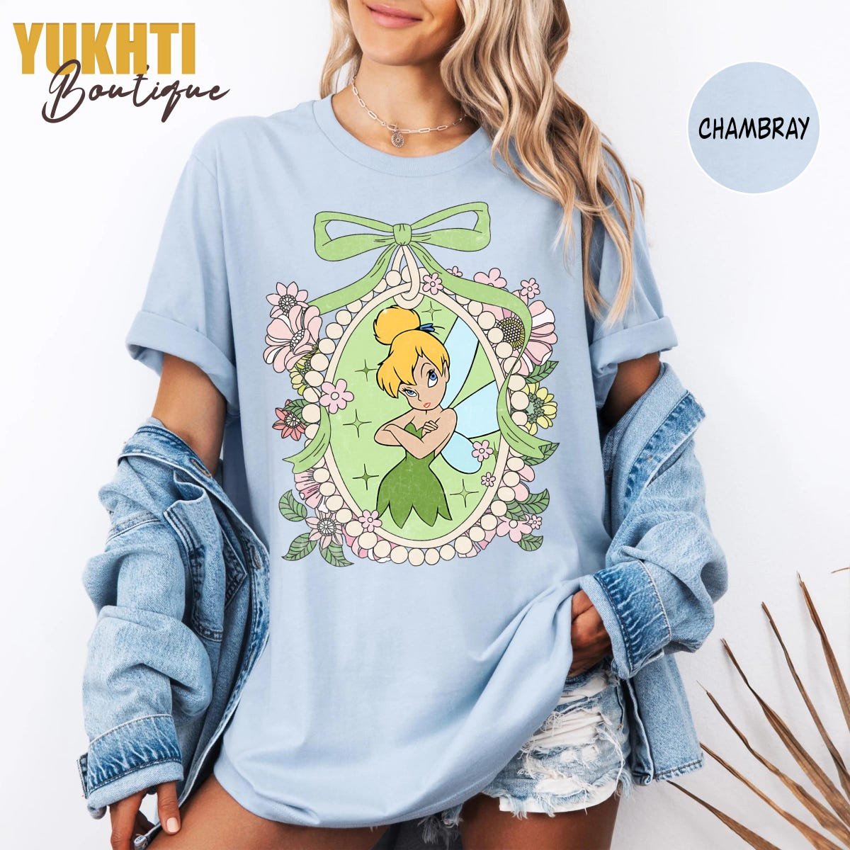 Tinker Bell Floral Shirt Disney Vacation Tee