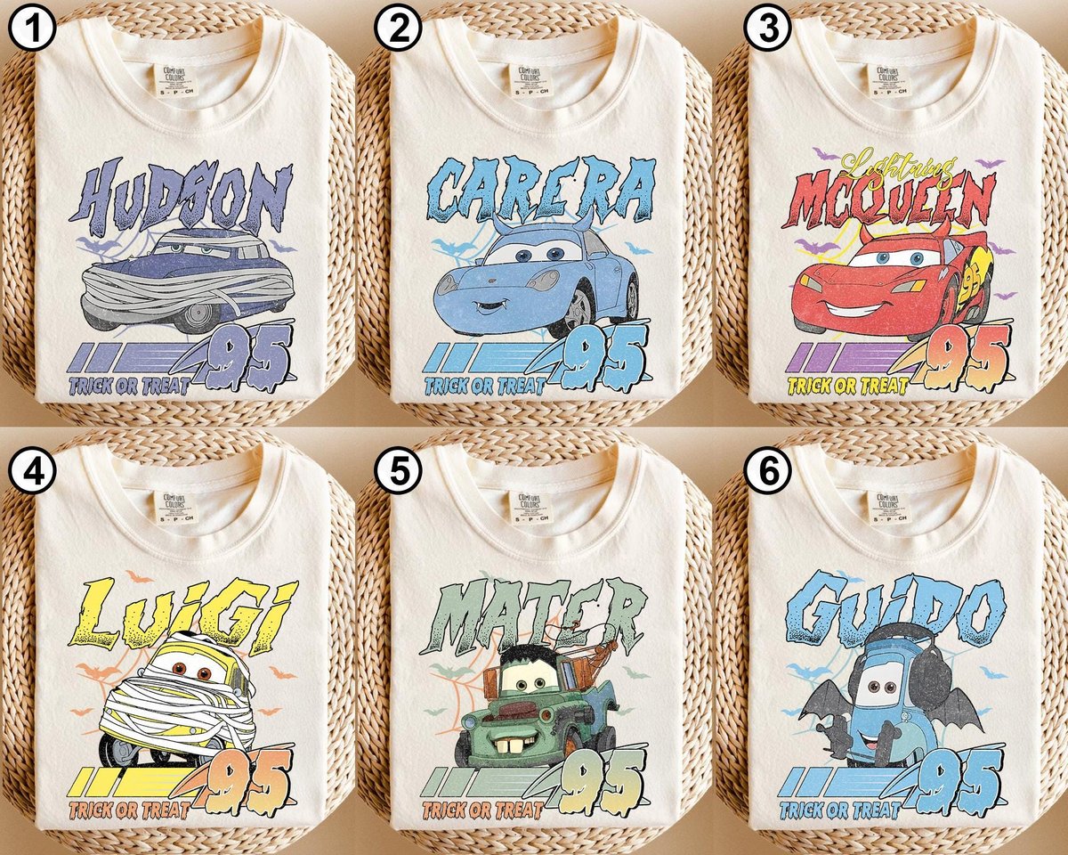 Vintage Cars Halloween Shirt Disney Characters Tee