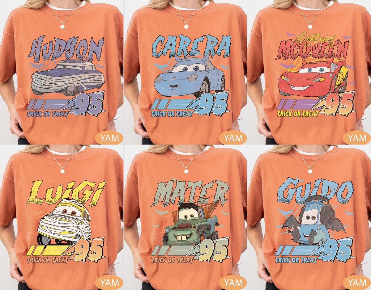 Vintage Cars Halloween Shirt Disney Characters Tee