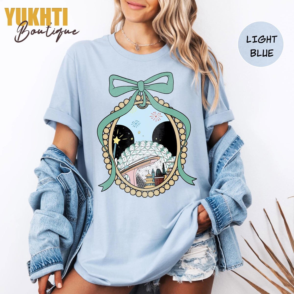 Vintage Disney Epcot Shirt Coquette Bow World Tour Vacation Shirt