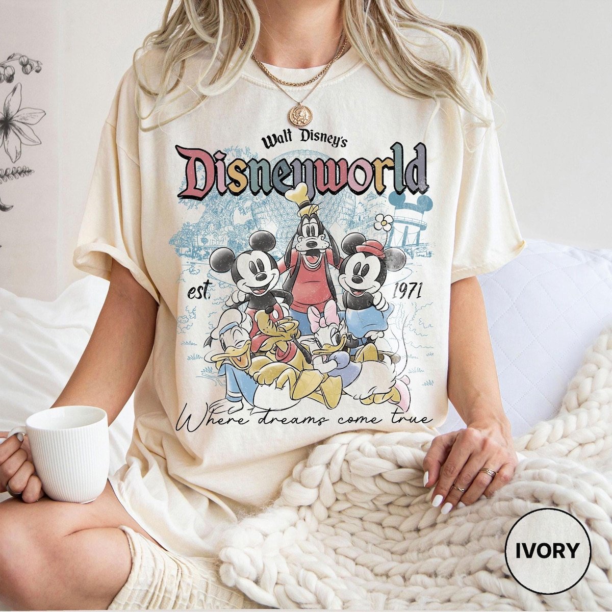 Vintage Disney World 1971 Shirt Mickey Friends Retro Vacation Tee