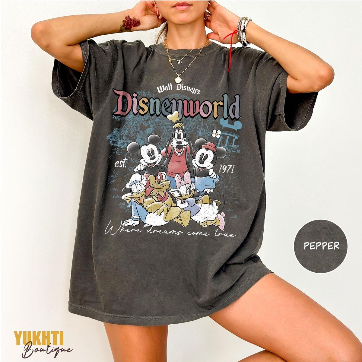 Vintage Disney World 1971 Shirt Mickey Friends Retro Vacation Tee